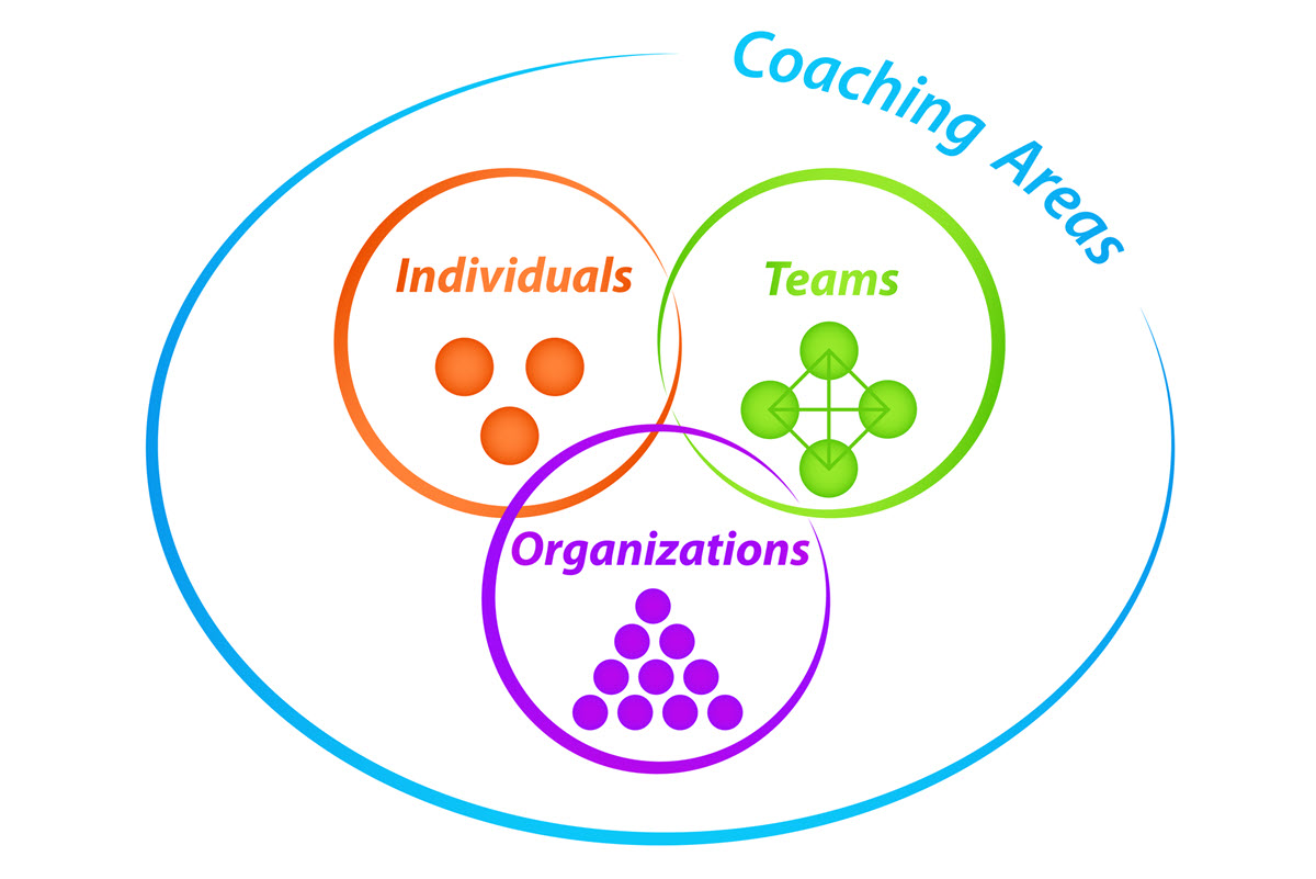 Coaching ilustration - Individuals, Teams and Organizations